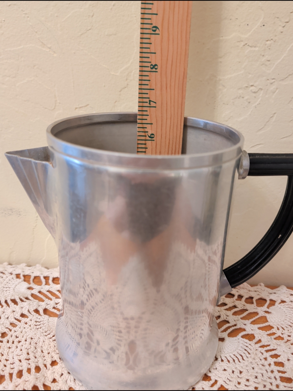 Vintage Silver Metal Coffee Percolator with Black Handle - Picture 4 of 16